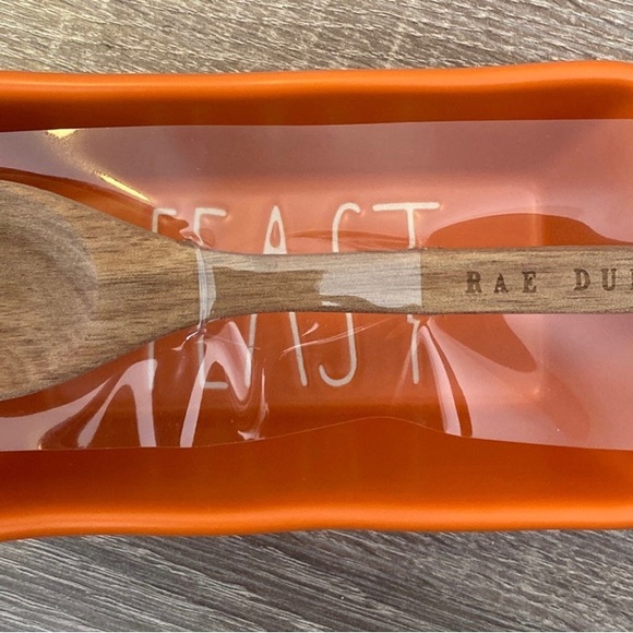 Rae Dunn approx 5”x 3” loaf pan with cute wooden serving serving spoon. - Picture 2 of 6